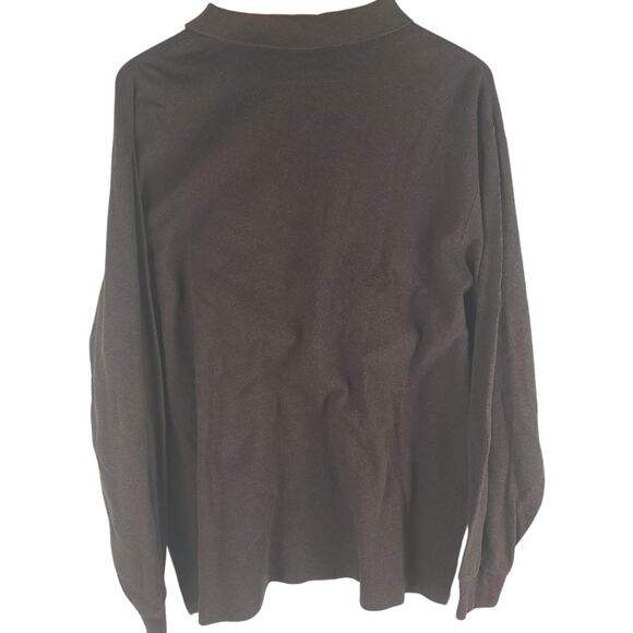 Lands End Long Sleeve Polo Shirt Brown 1/4 Button Size XXL - Picture 4 of 4